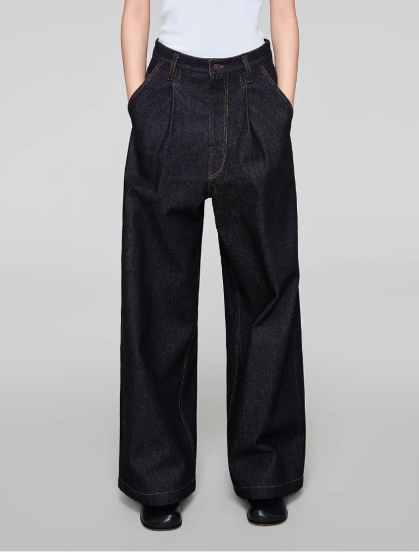 Vintage wash denim pants