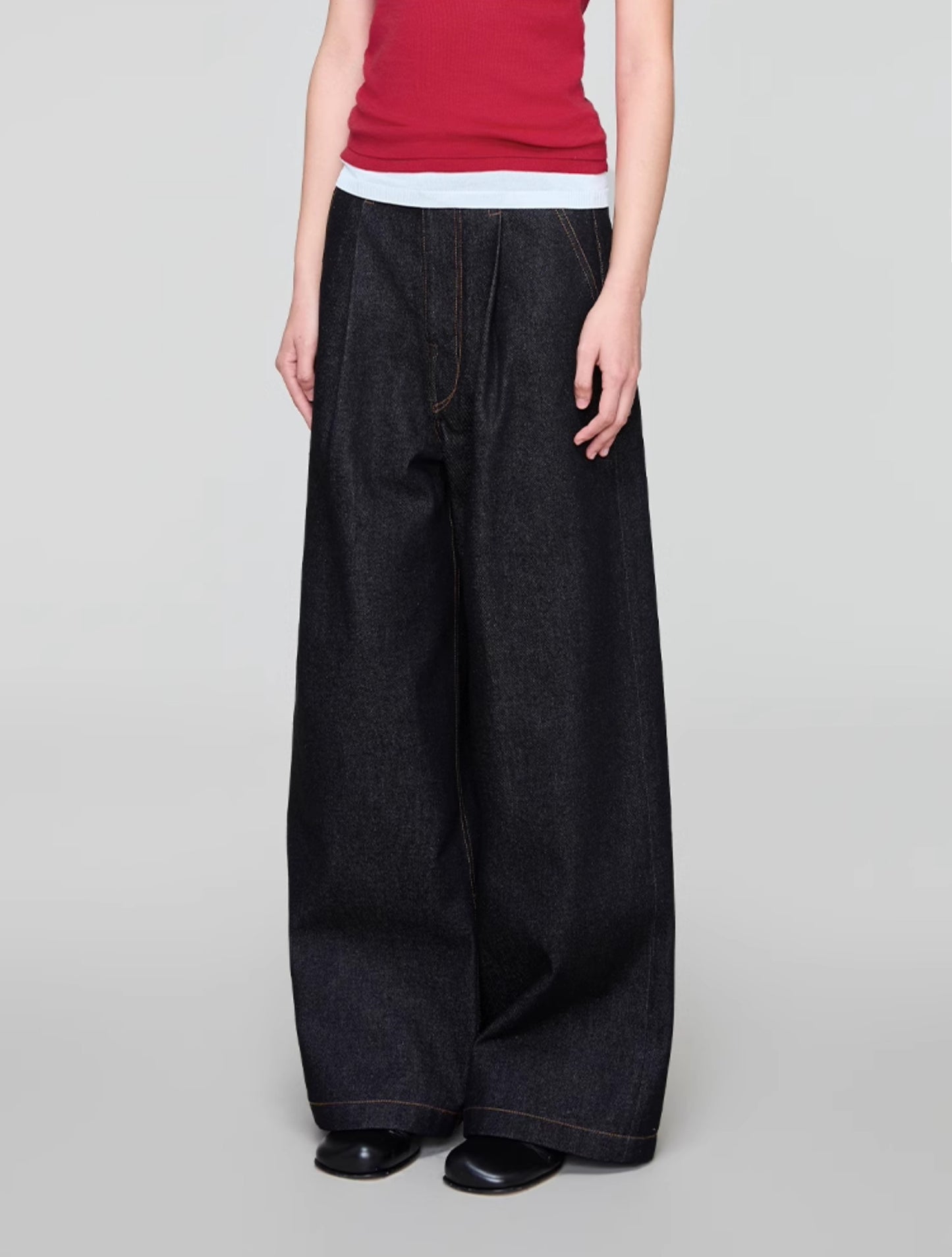 Vintage wash denim pants