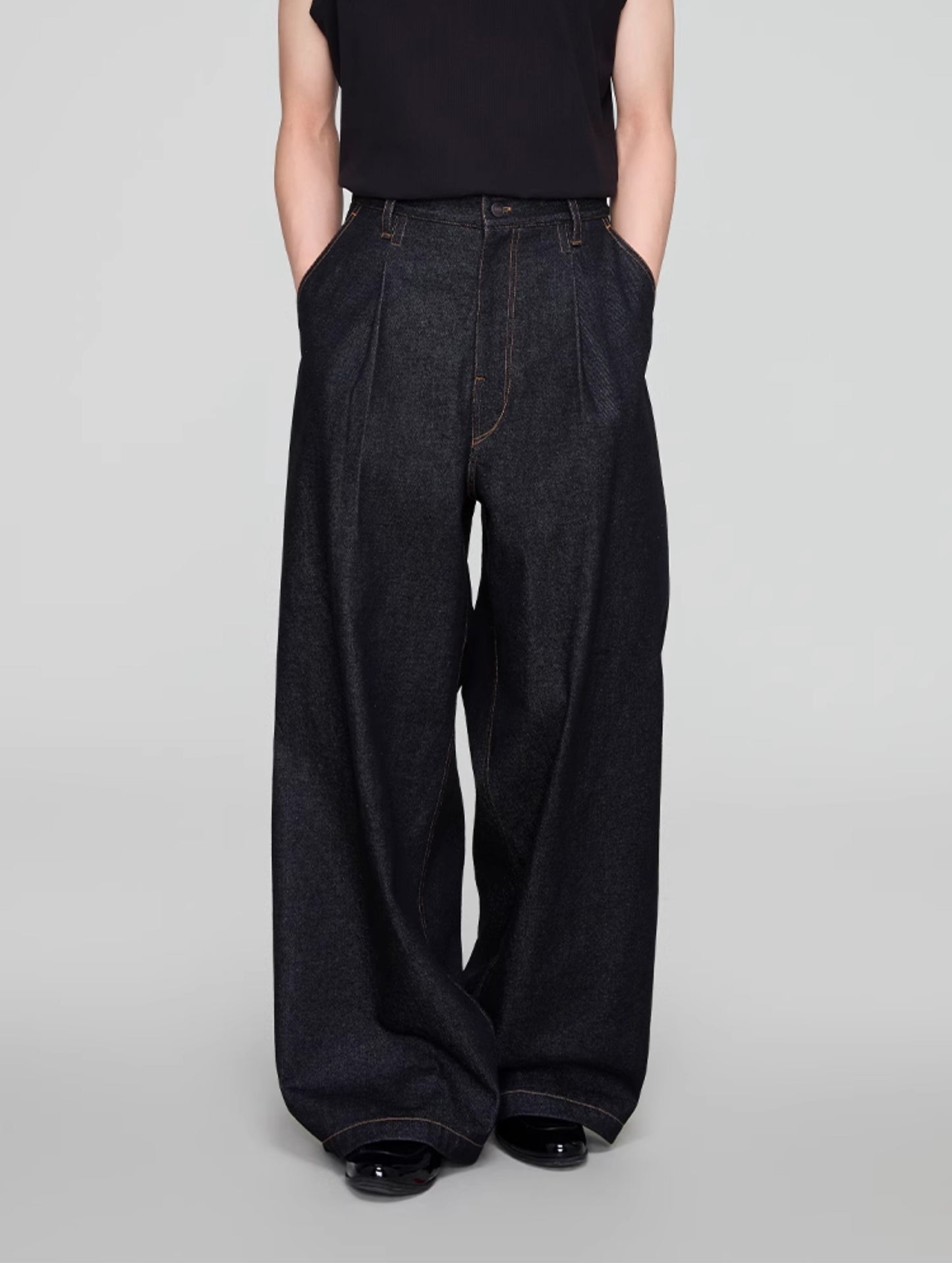 Vintage wash denim pants