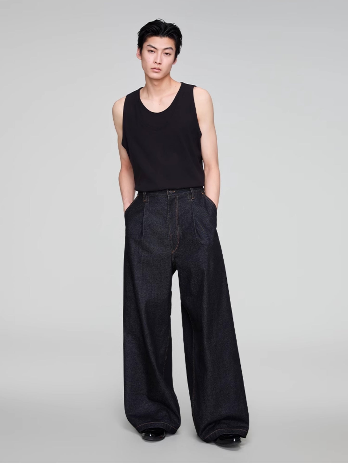 Vintage wash denim pants