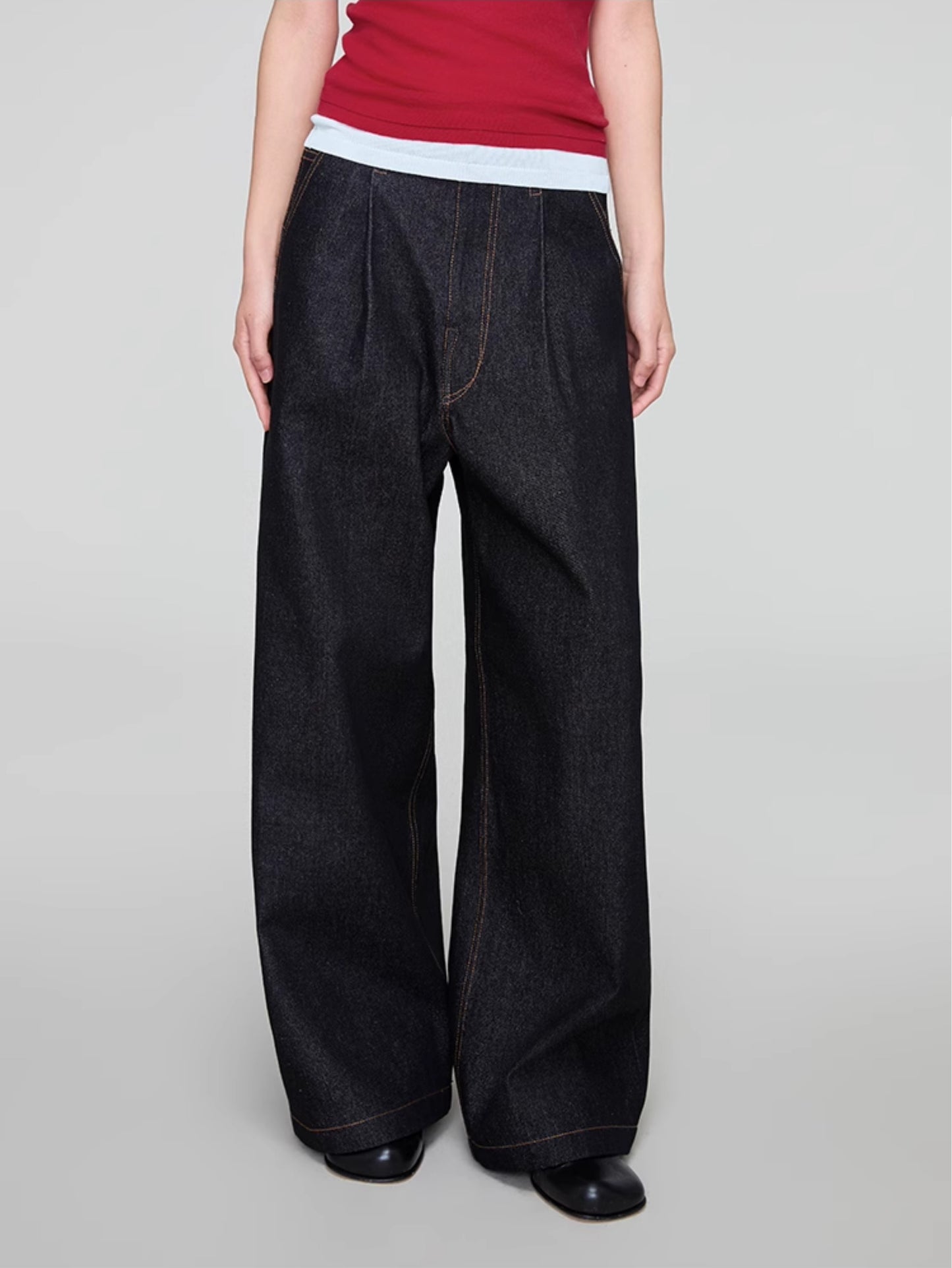 Vintage wash denim pants