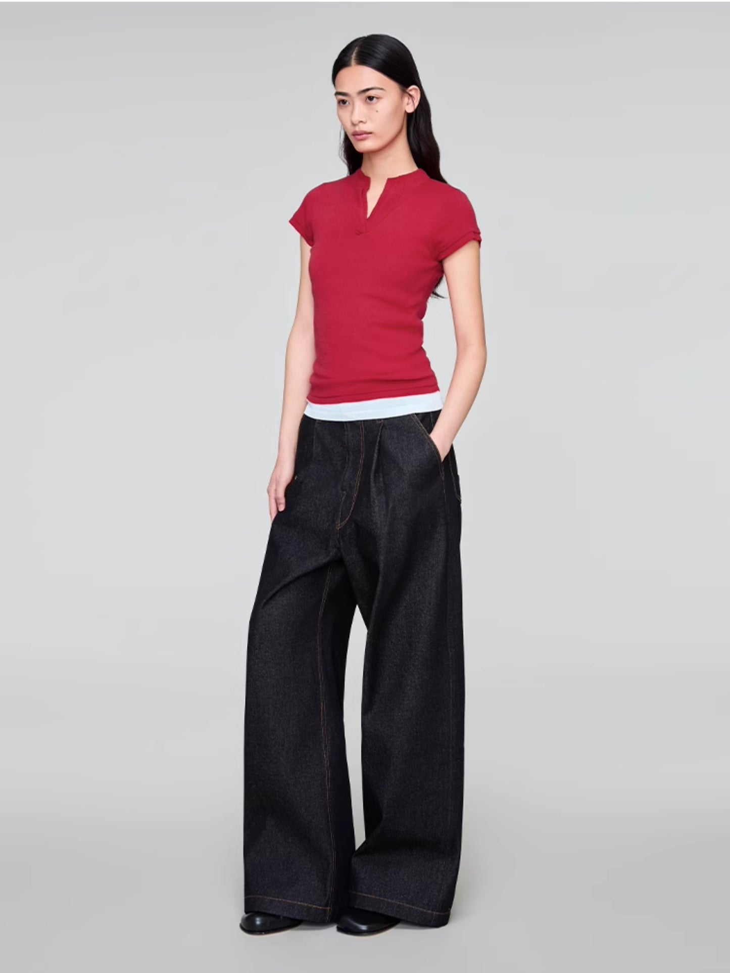 Vintage wash denim pants