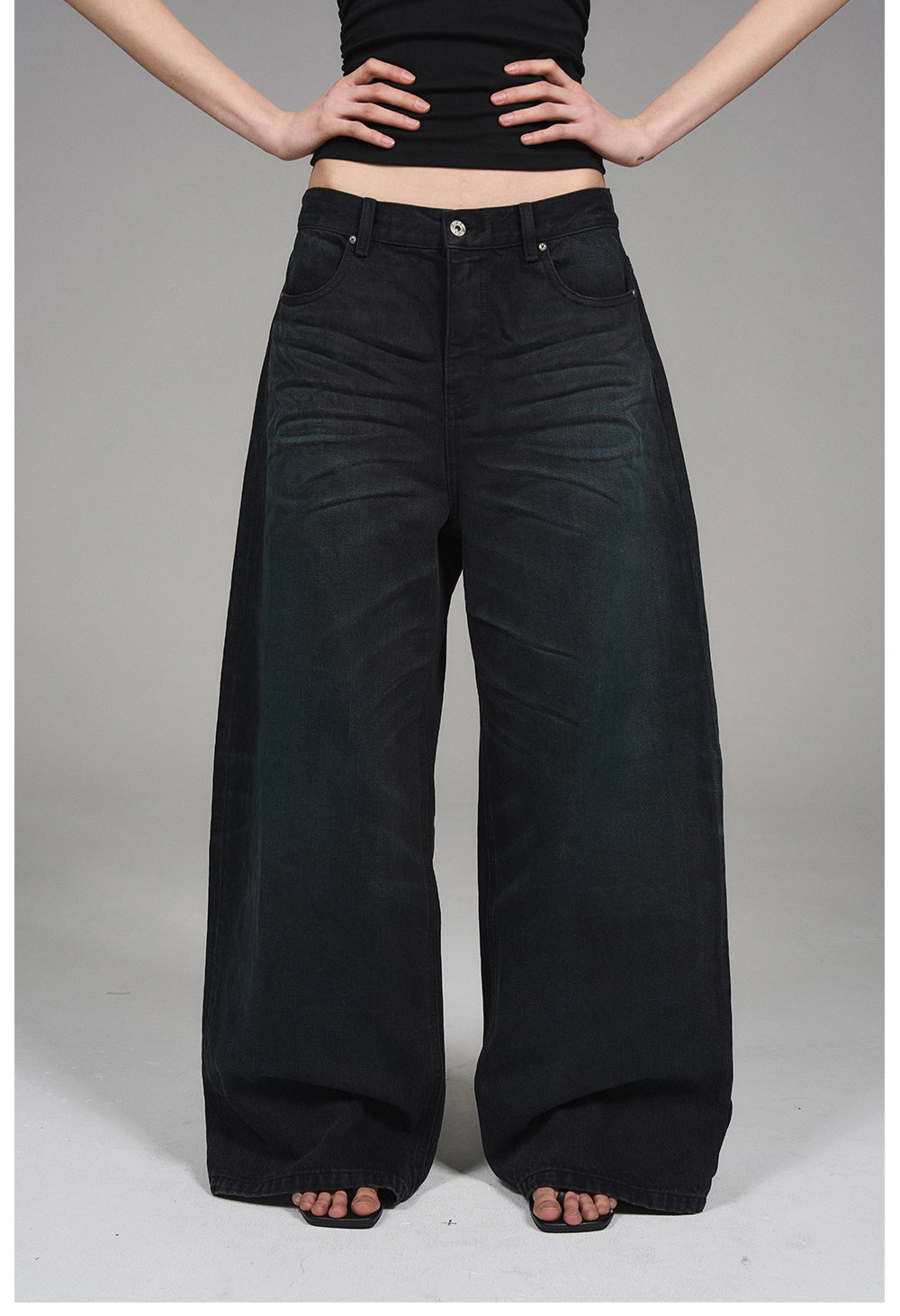 Wide-Leg Denim Pants