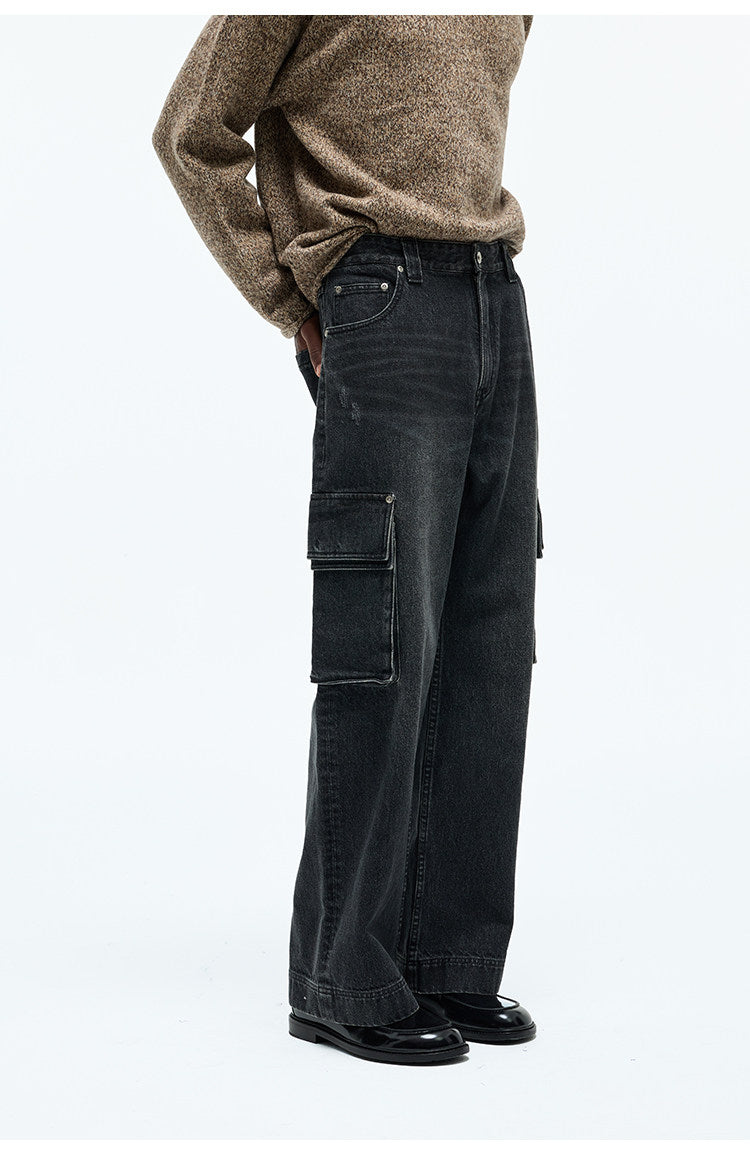 Distressed Washed Denim Pants