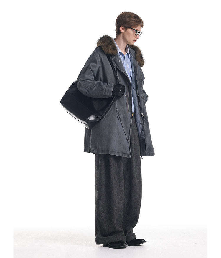 Damage-Washed Hooded Jacket