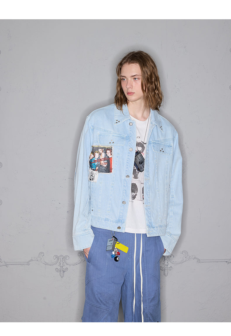 Deconstructed Pattern Denim Jacket