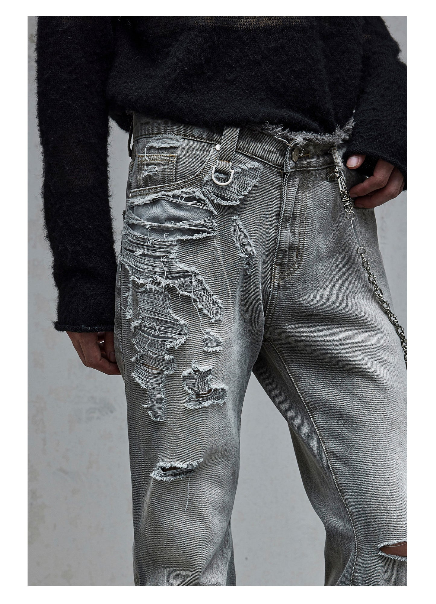 Waistband Row-Edge Design Jeans