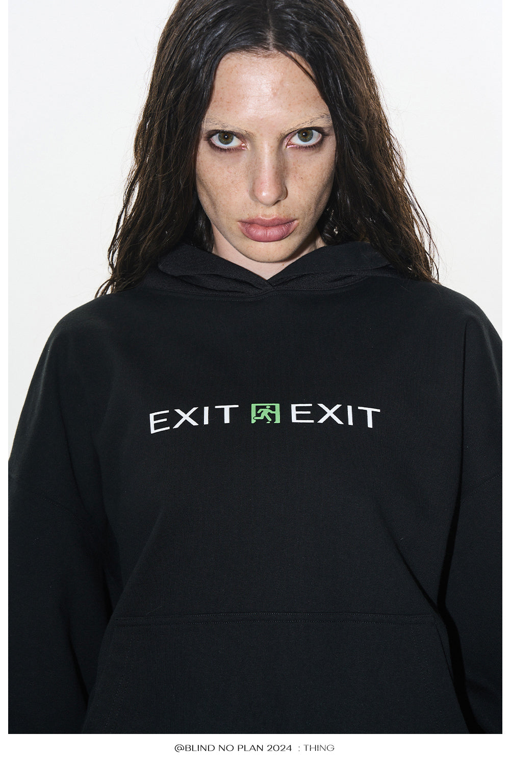 Faux two-piece hooded sweatshirt