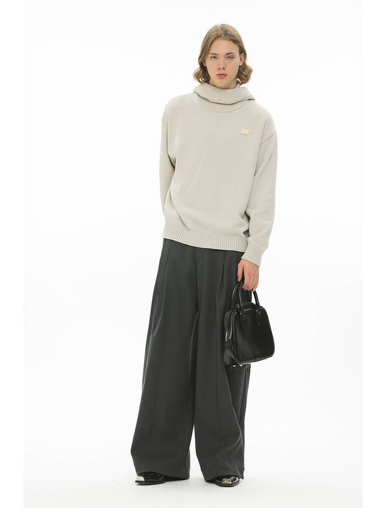 Draped Silhouette Wide Leg Pants