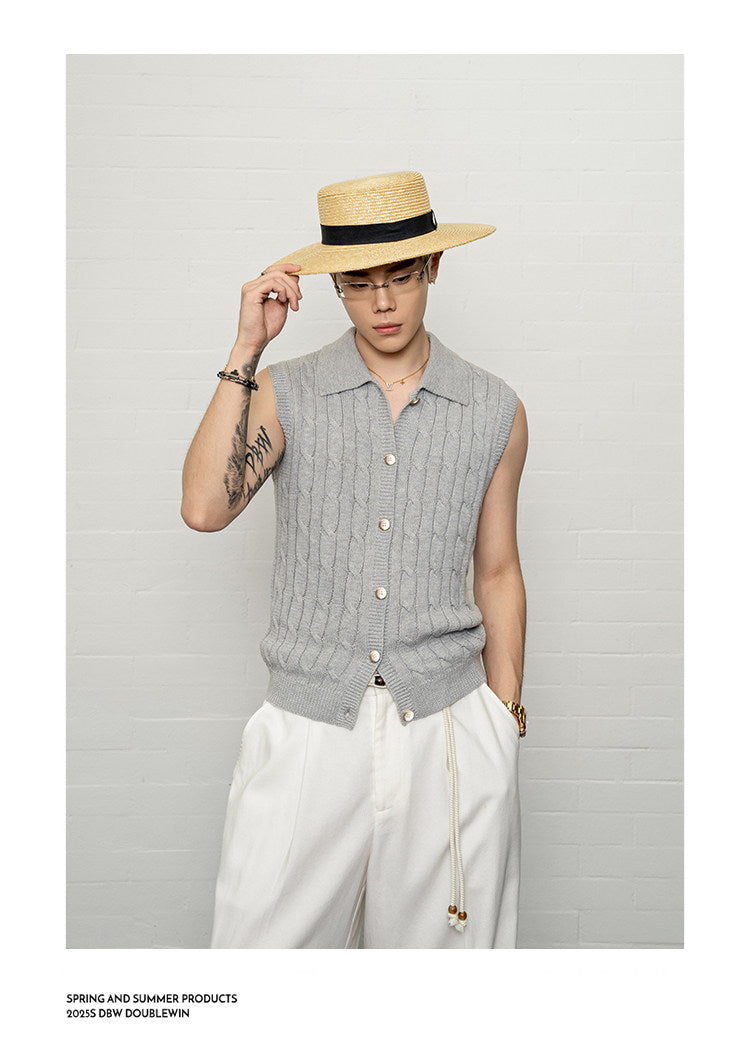Lapel knit vest