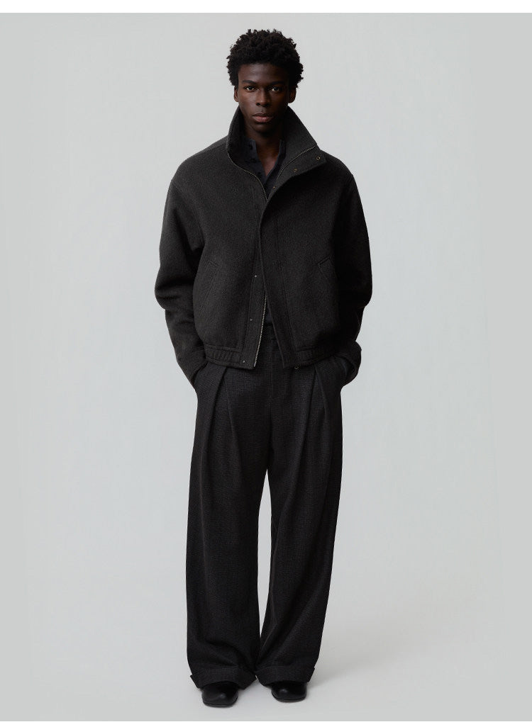 Double-Pleated Waist Casual Pants