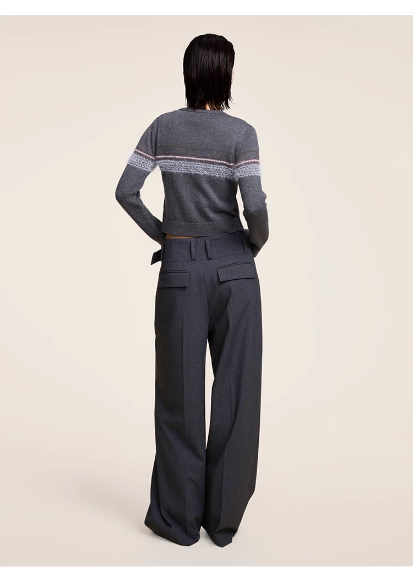 Belt Pleated Loose Straight Casual Pants