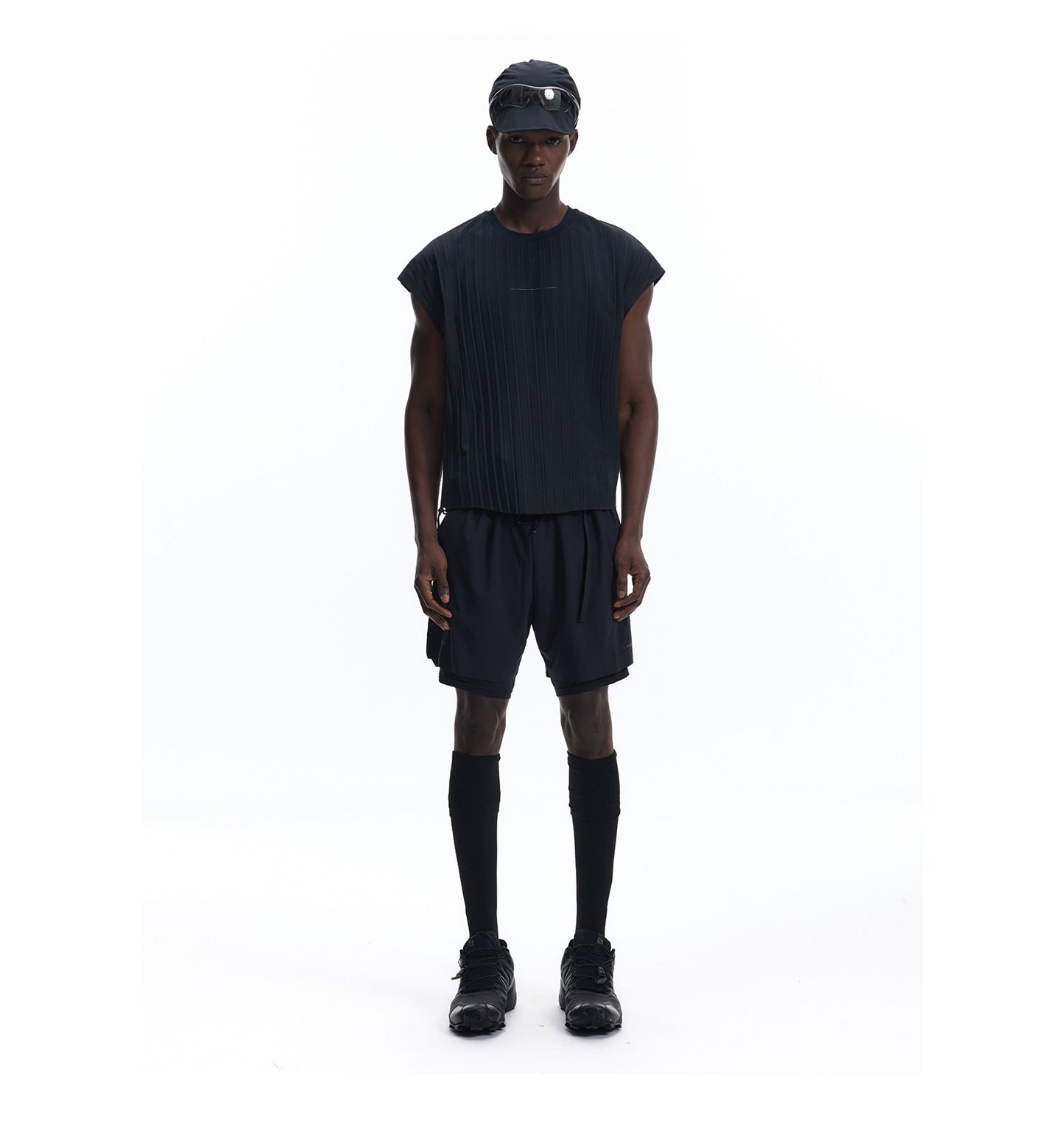 Drop-Shoulder Pleated T-Shirt