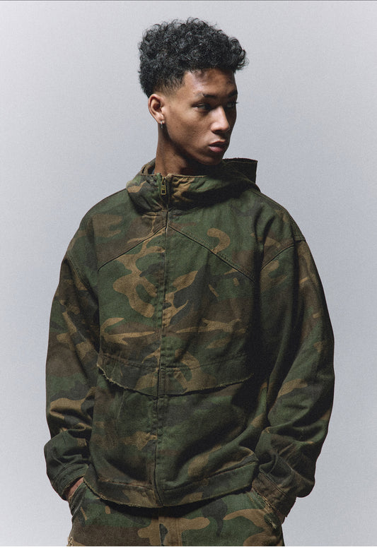 Camouflage Hooded Zipper Jacket