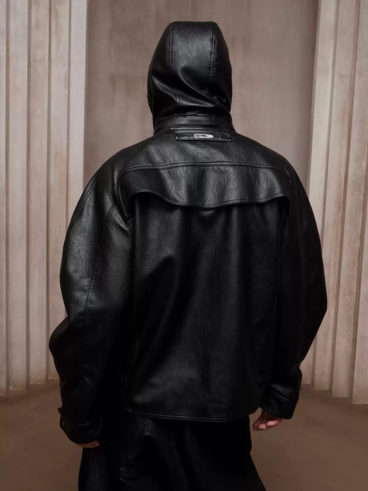 Button-down leather jacket