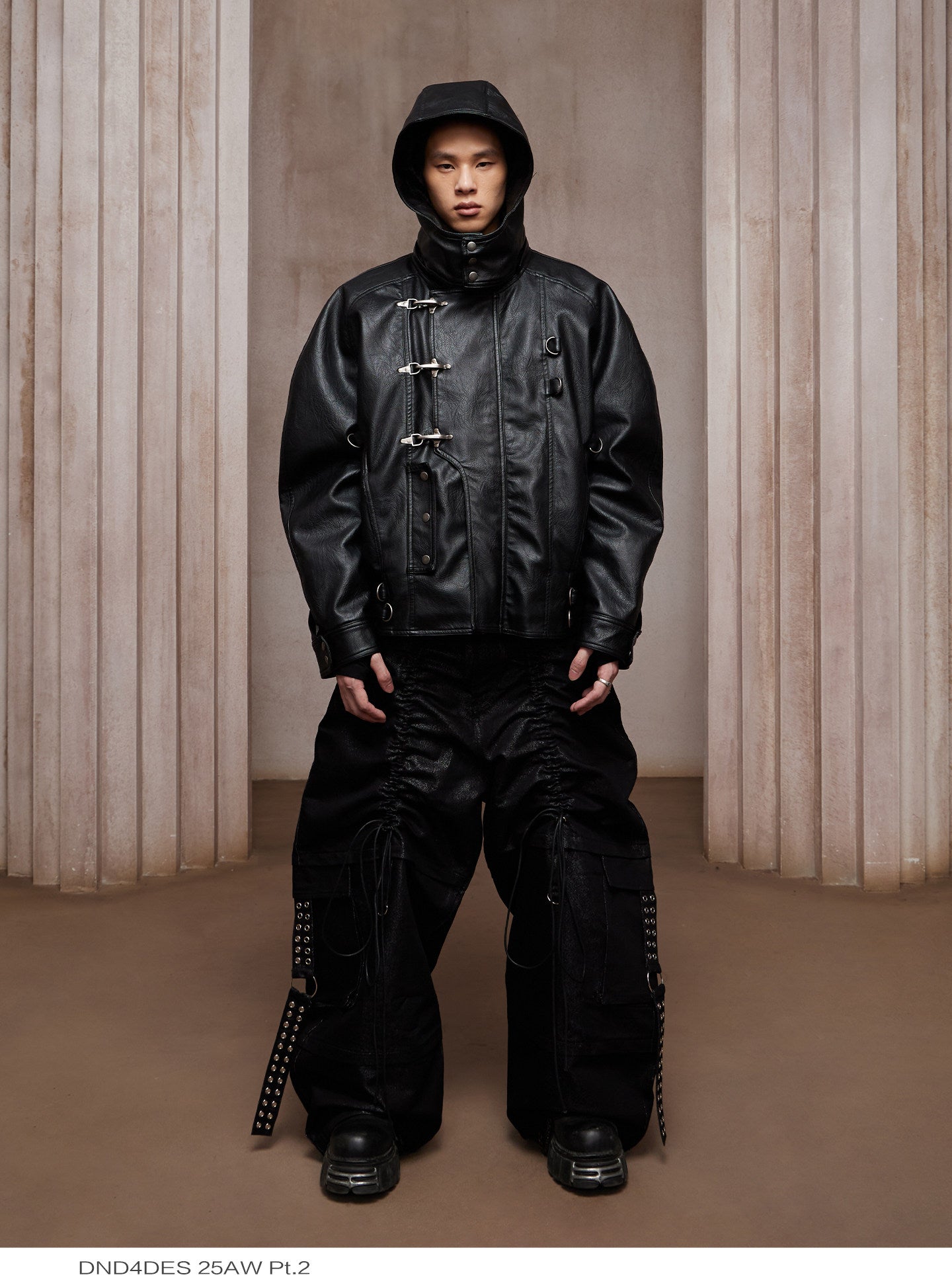 Button-down leather jacket