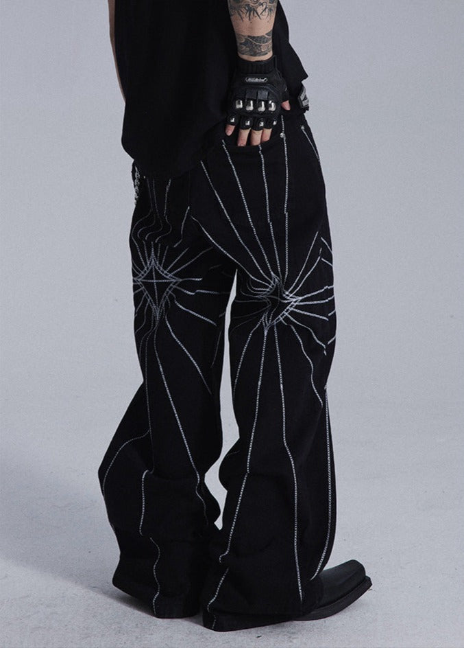 Embroidered Straight Casual Jeans