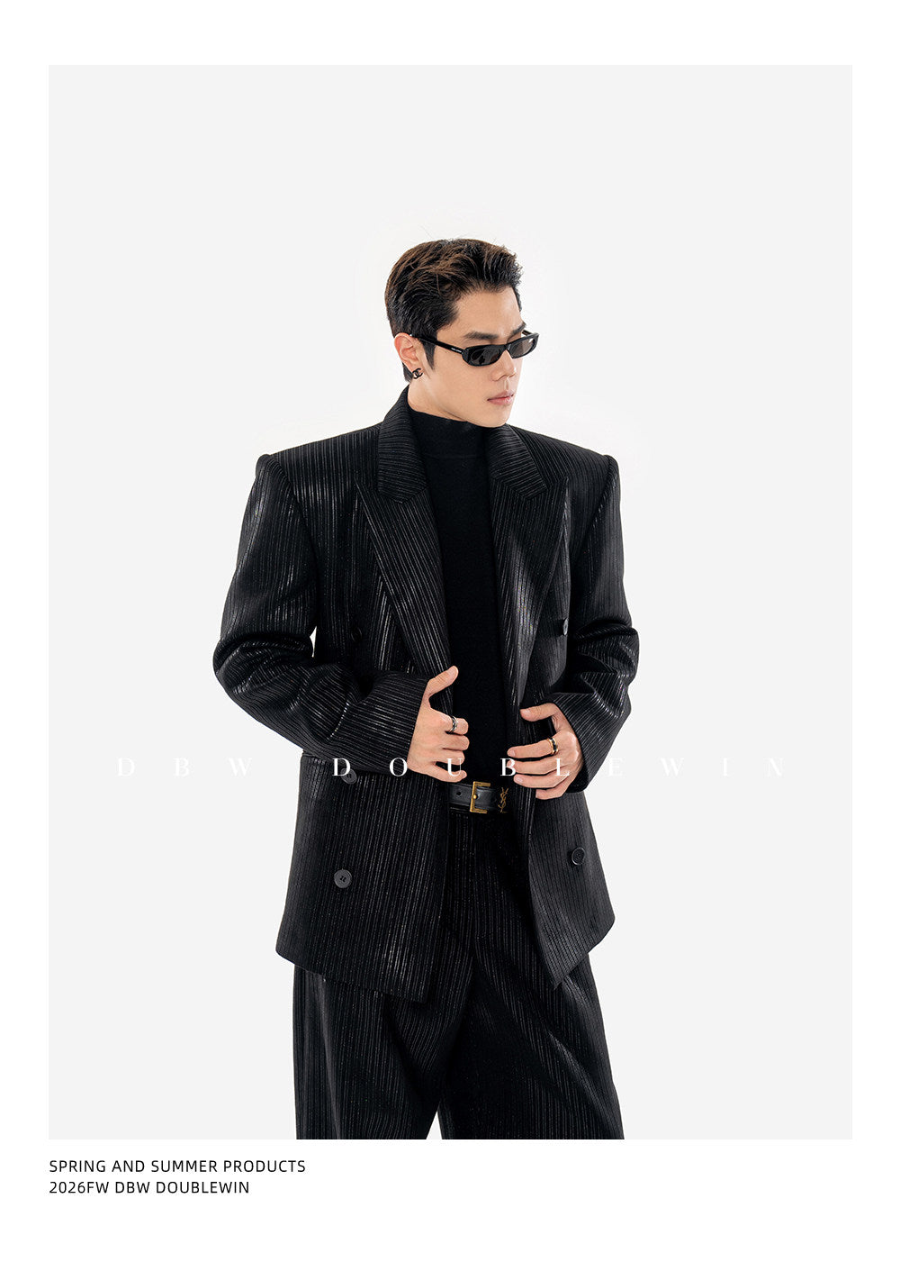 Suede and Velvet Striped Suit