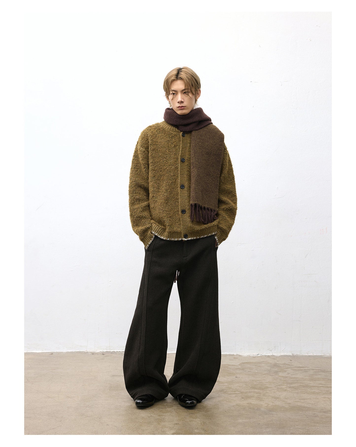 Hand-Stitched Crew Neck Cardigan