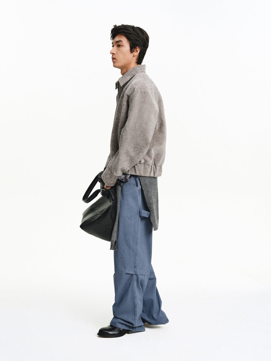 3D Pleated Wide-Leg Pants