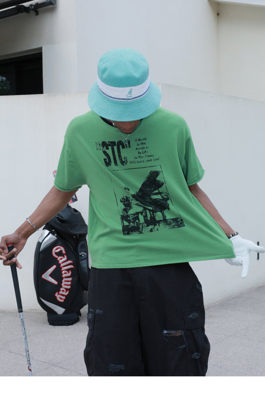 Printed Round Neck Short T-Shirt