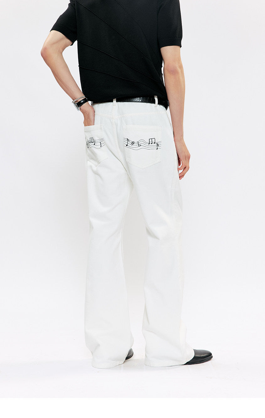 Casual Straight-Leg Embroidered Jeans