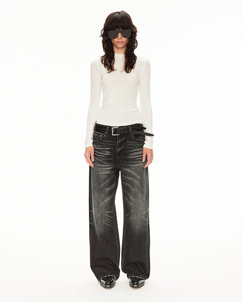 Vintage-style Washed Fade Jeans