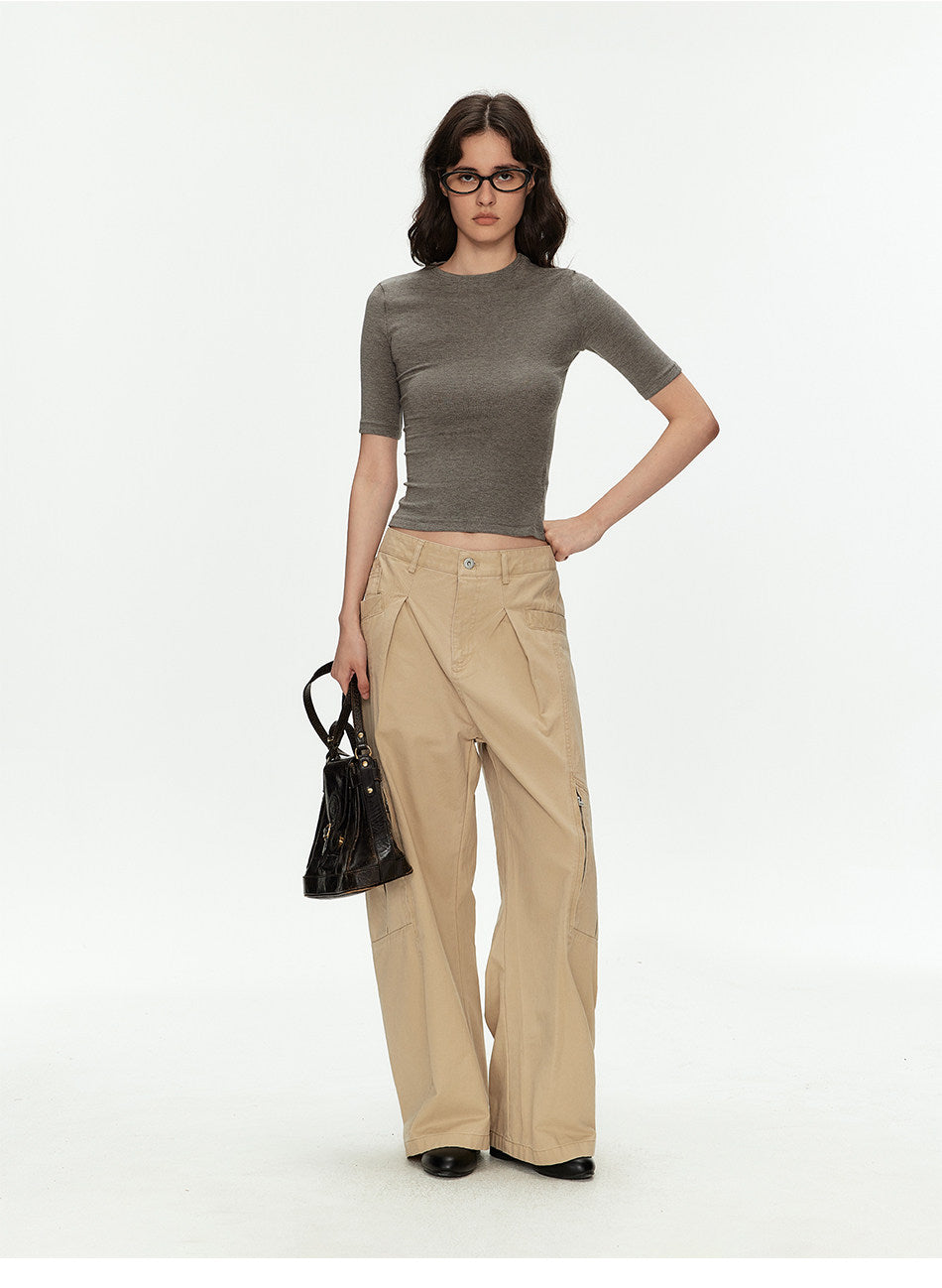 Deconstructed Curved Casual Pants