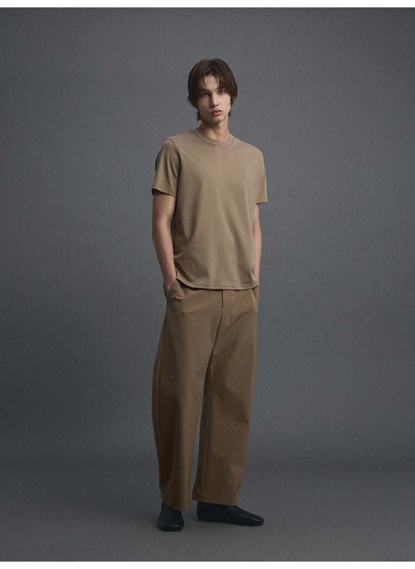 Curved-Cut Casual Pants