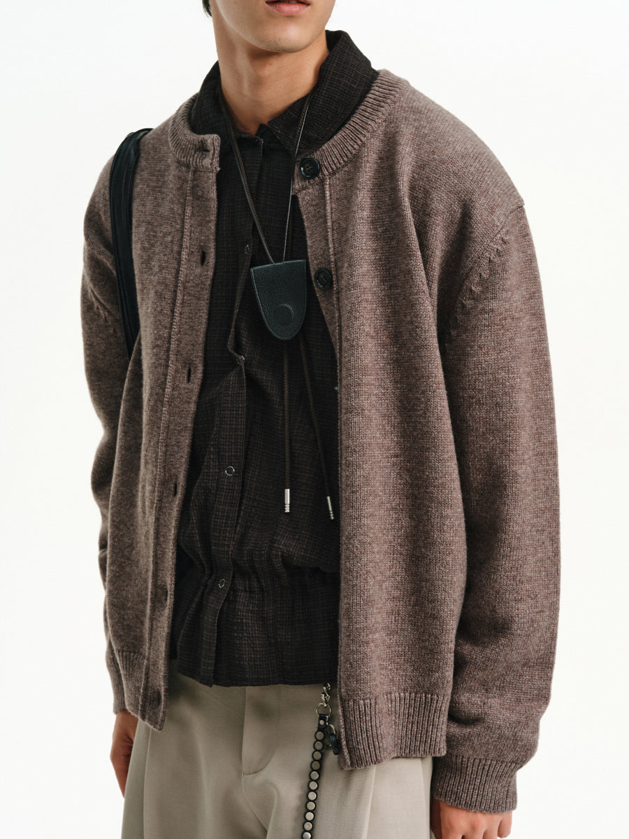 Cotton & Wool Crew Neck Cardigan