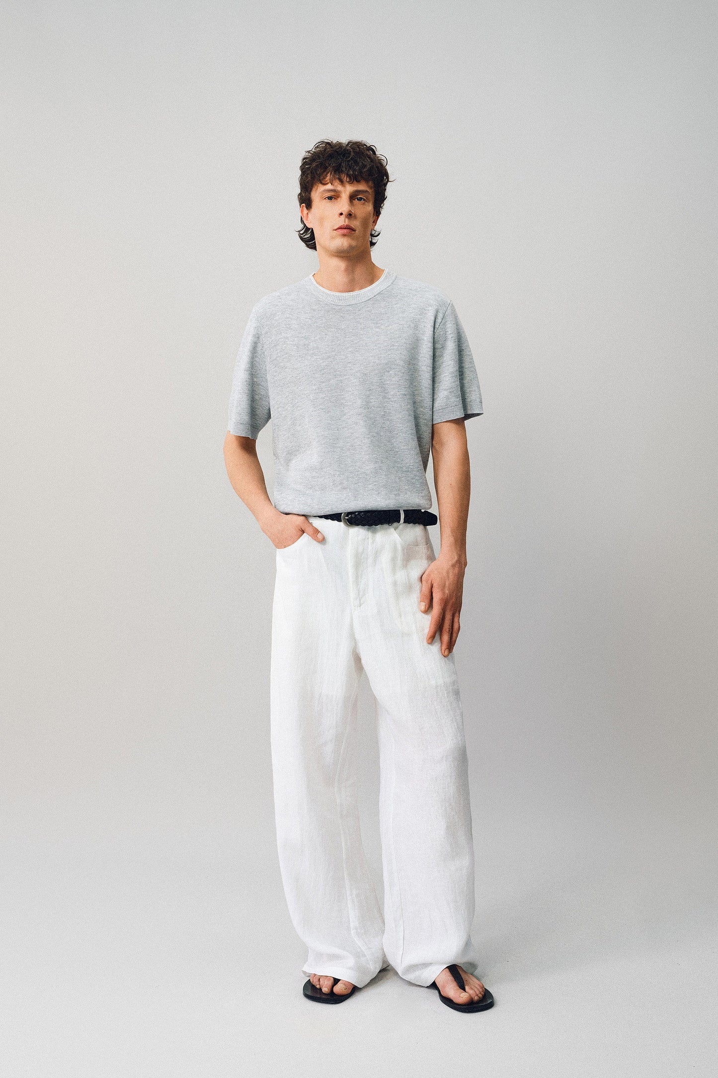 Knit shirt with contrasting trim