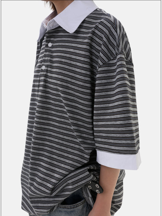 Faux Two-Piece Relaxed-Fit Polo Shirt