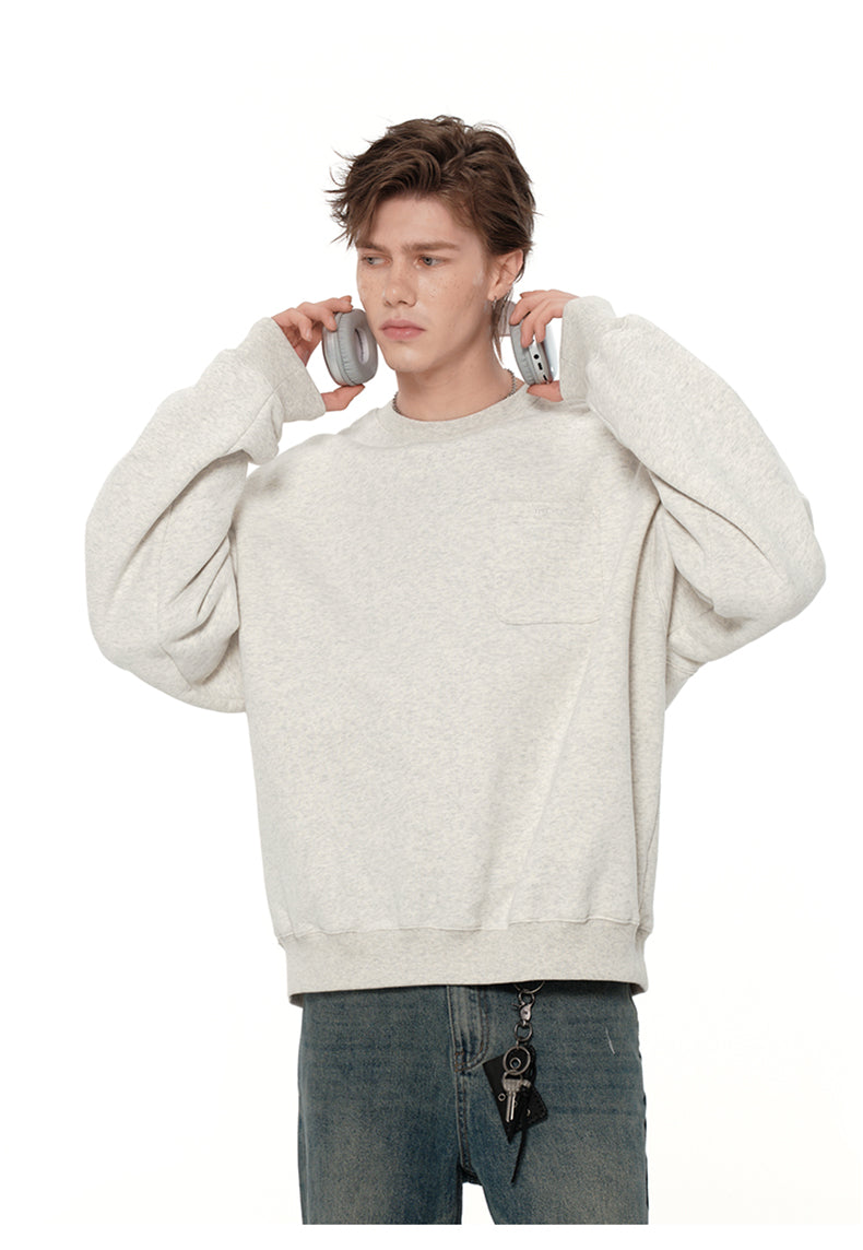 Solid color round neck sweatshirt