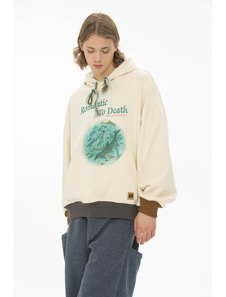 Velvet Hooded Plush Collar Rope Sweatshirt