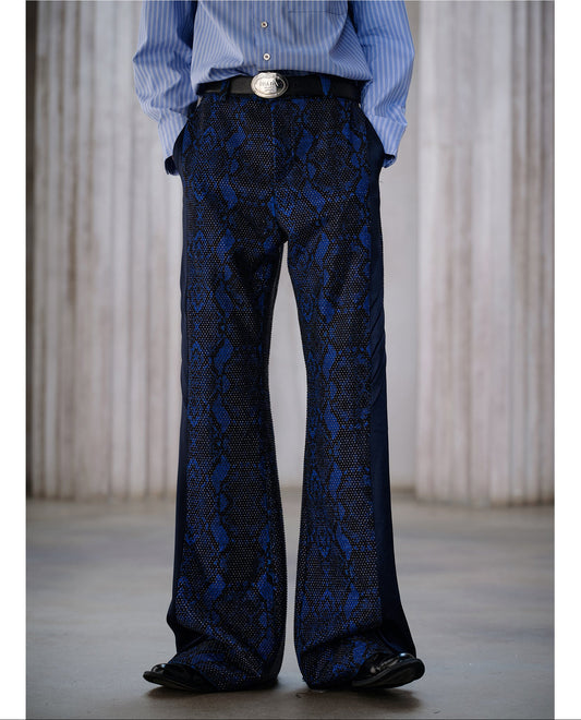 Double-Breasted Snake Print Pants