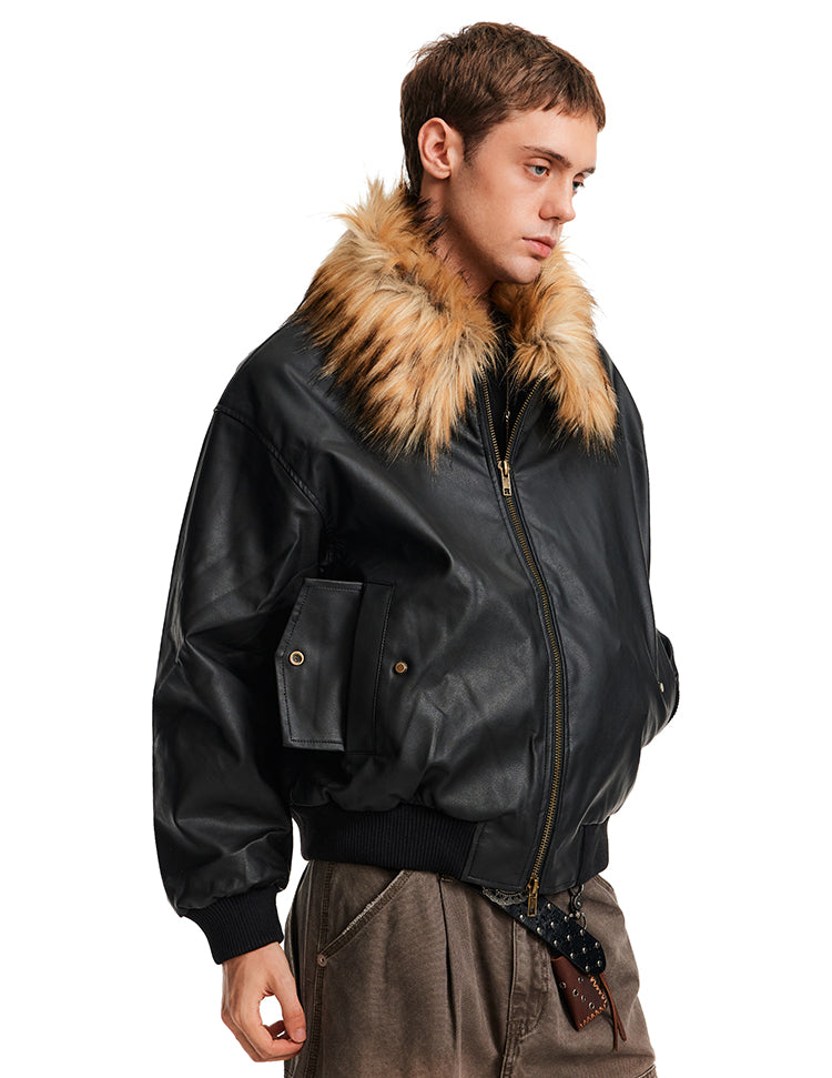 Fur Collar Leather Jacket