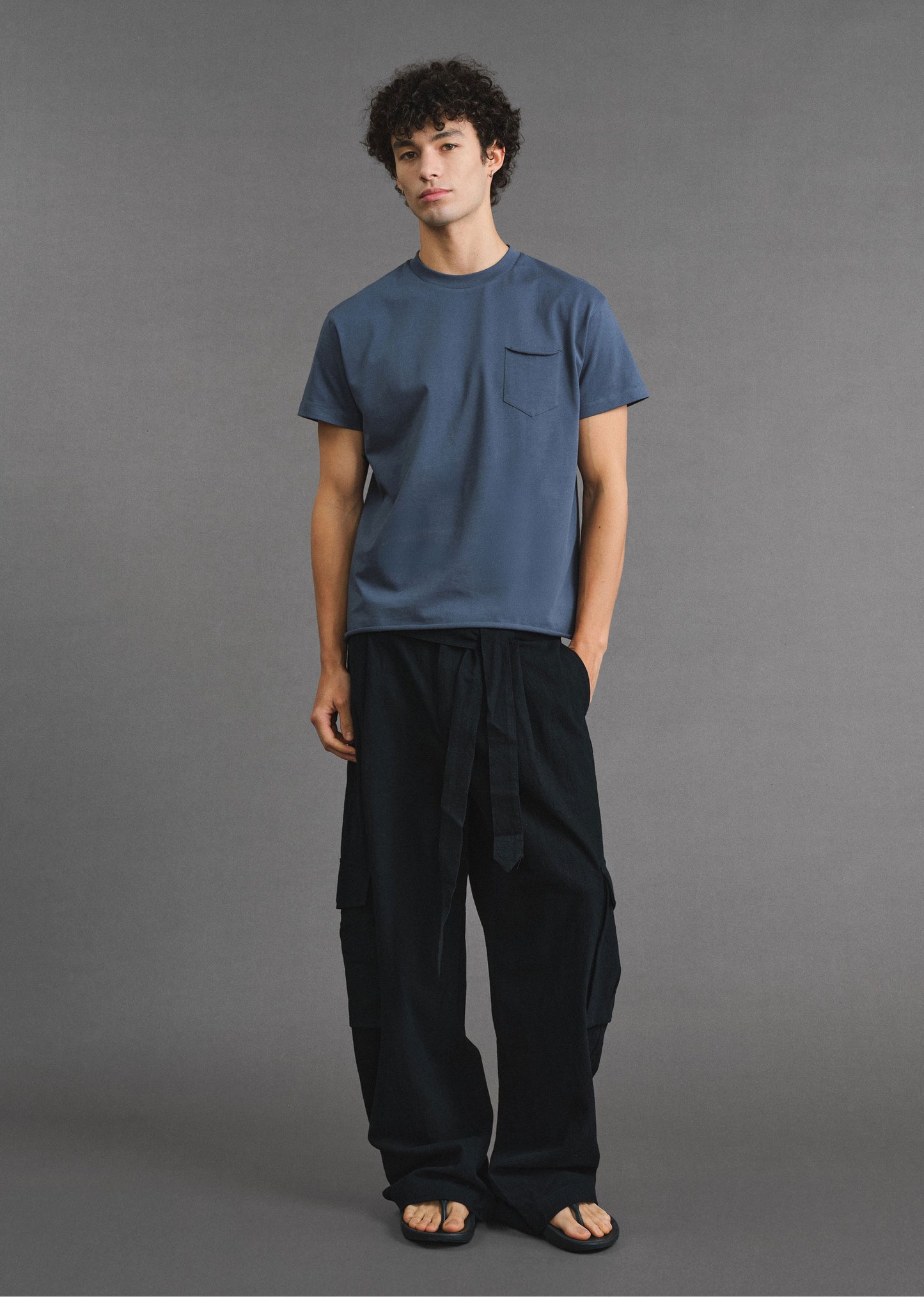 Vintage-Style Rolled Hem Crew Neck T-Shirt