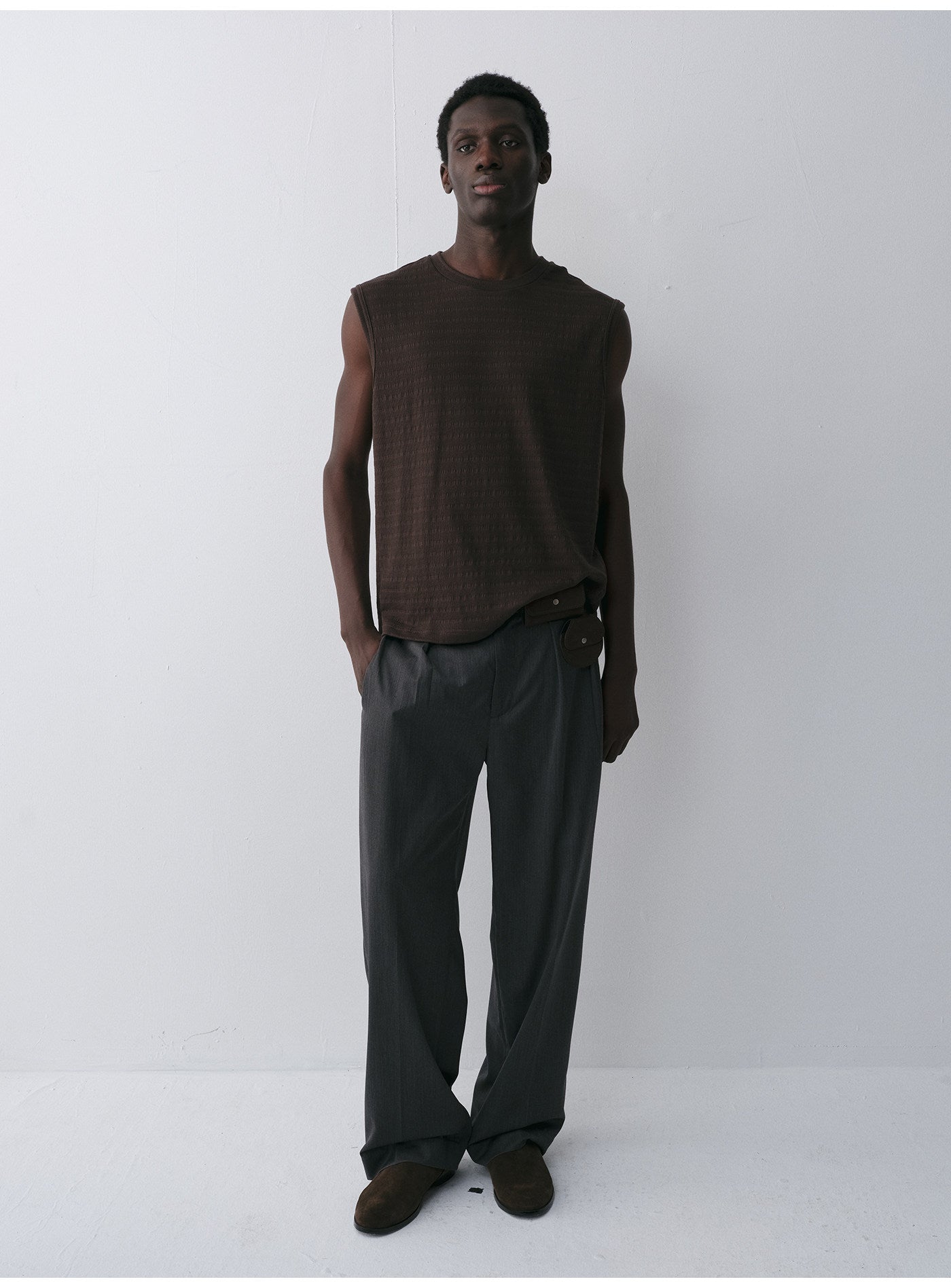 Cotton-Blend Sleeveless Shirt