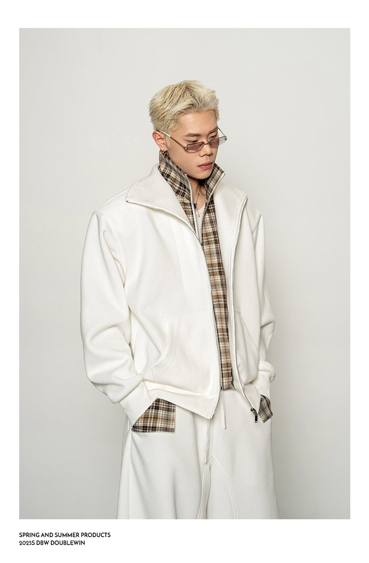 Fake Two-Piece Zipper Sweatshirt