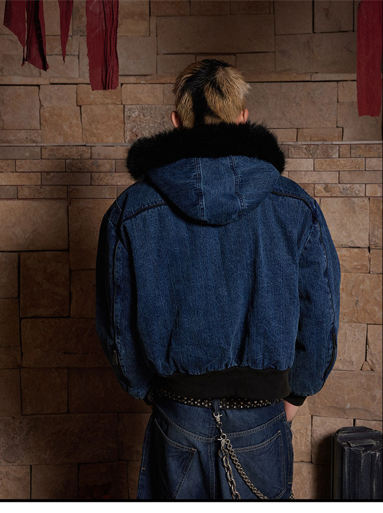 Heavy Denim Denim Jacket with Hood