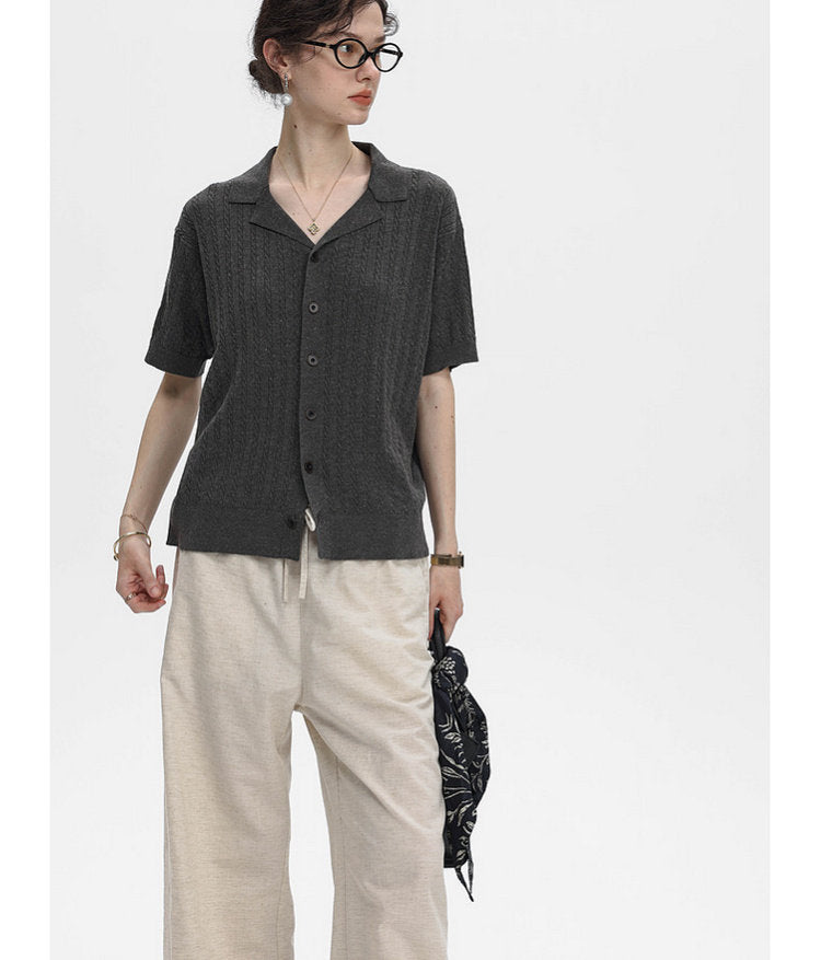 Turtleneck Button-Down Knit Shirt