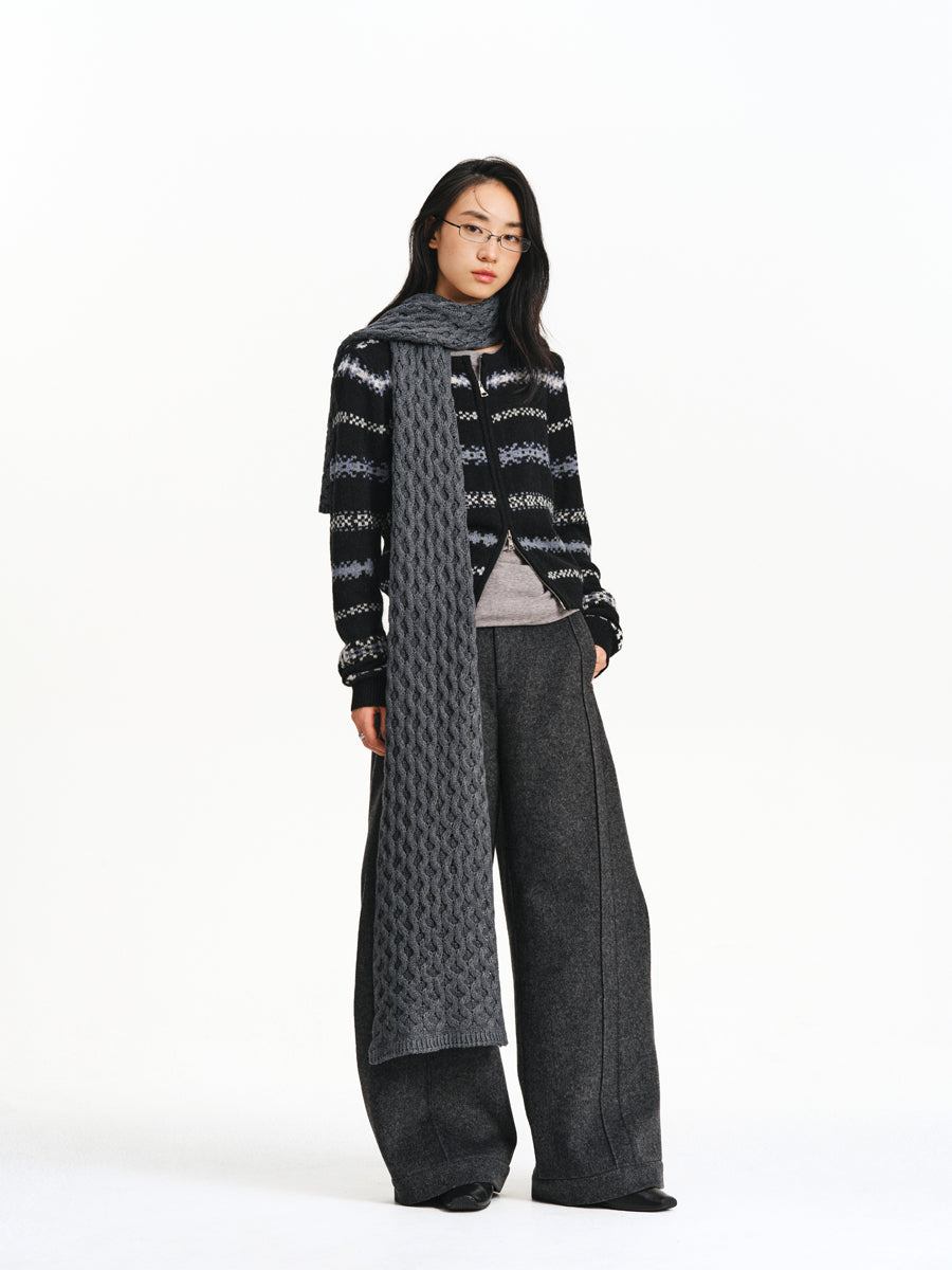 Cable-knit Heated Long Scarf