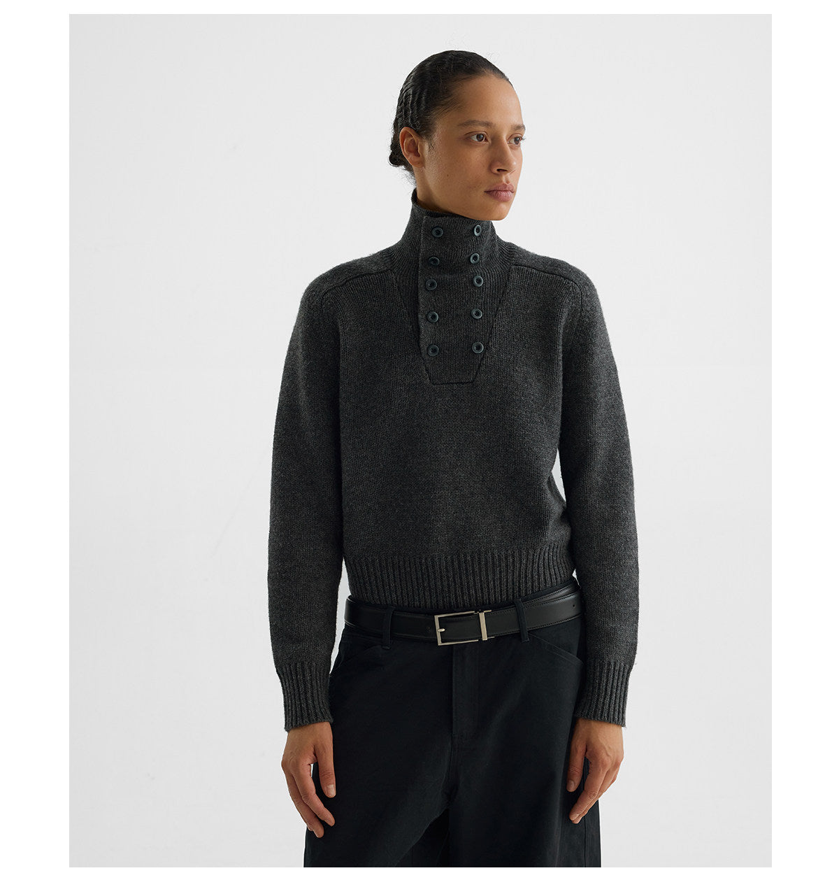 Wool Sweater with a Stand-Up Collar