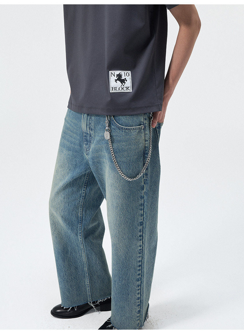 Wash Blue Straight-Leg Jeans