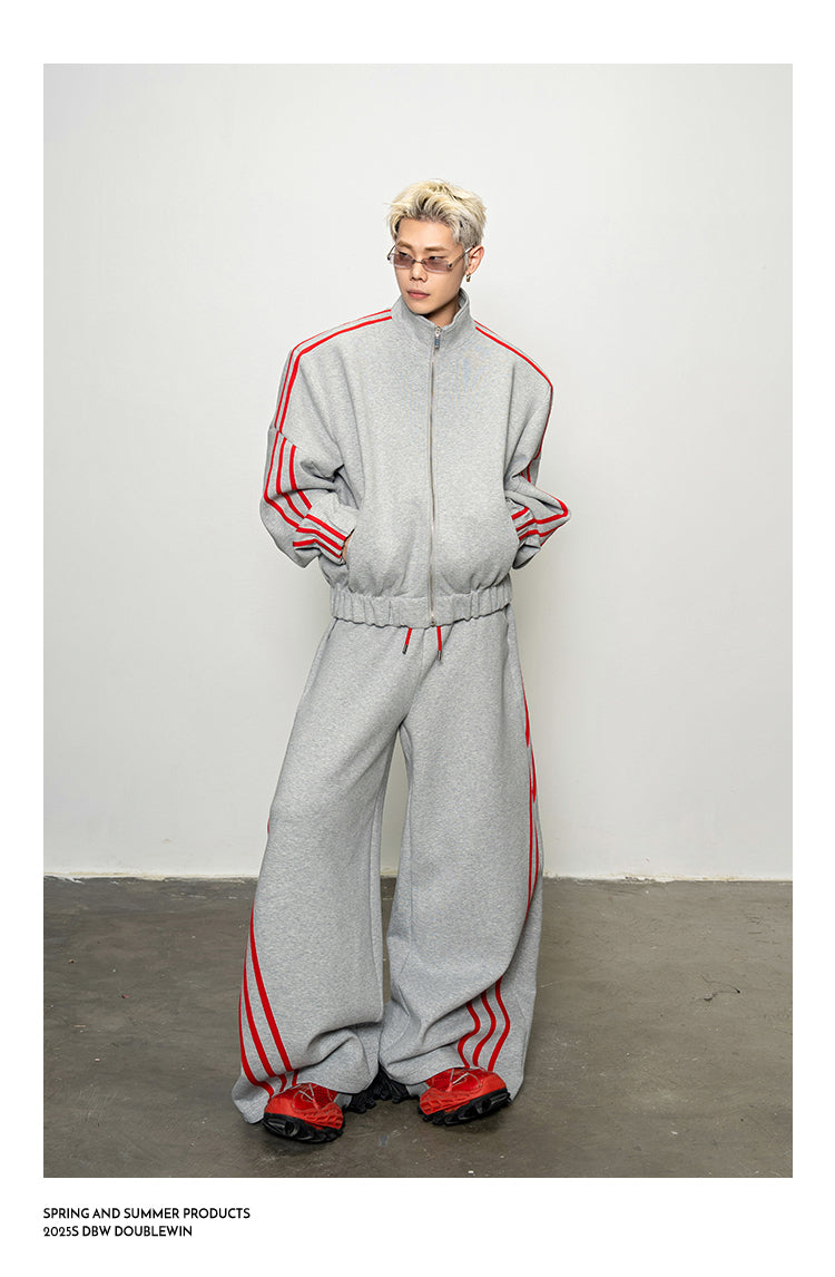 Rope Contrast Color Sweatshirt Set