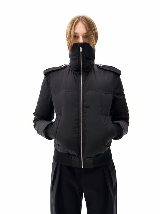 Scarf-collar down jacket