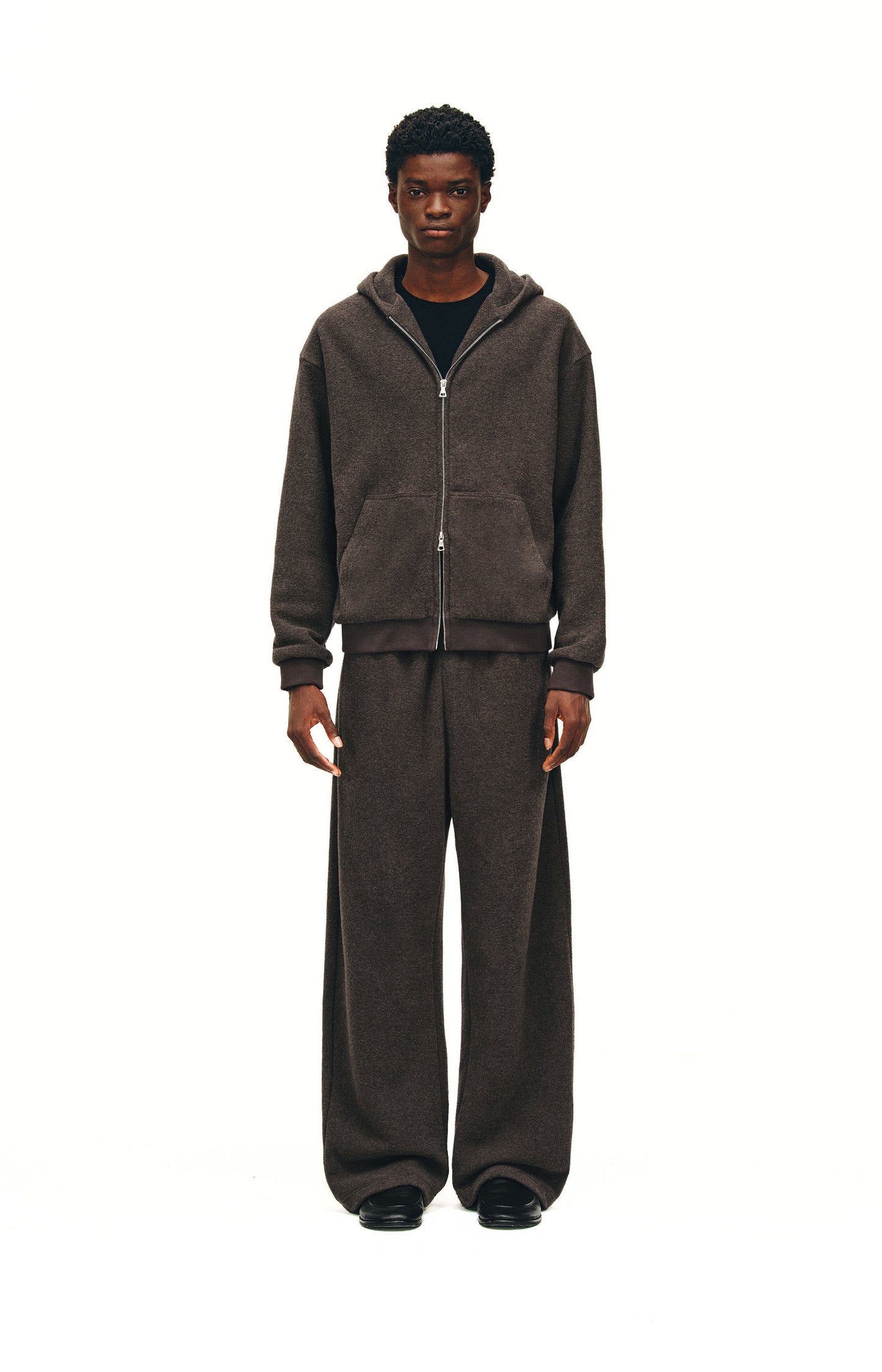 Textured Knit Zip-Up Hoodie