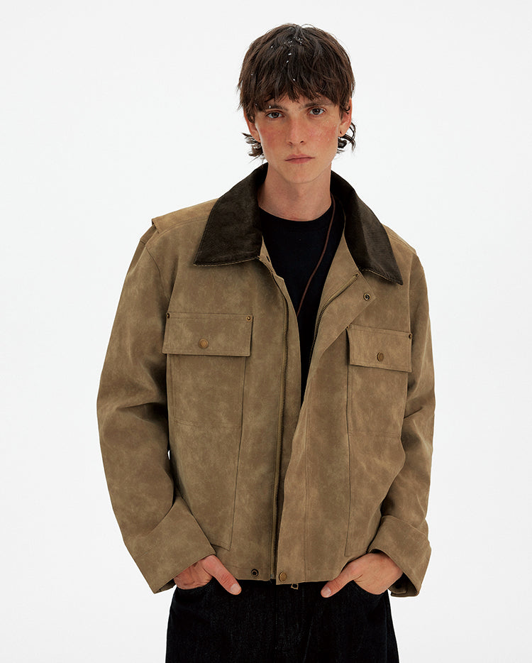 Unisex Corduroy Collar Jacket