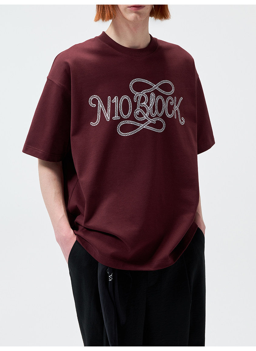 Water-Based Paste Print Crew Neck T-Shirt