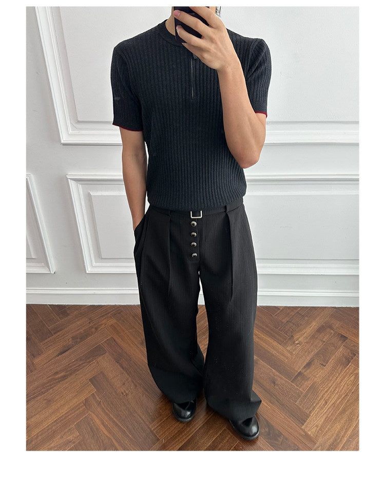 Niche Design Zipper Knit Shirt